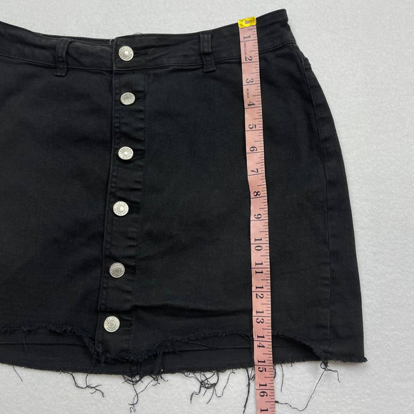 Pacsun Black Button‎ Down Distressed Denim Skirt Size 28 - Picture 4 of 7